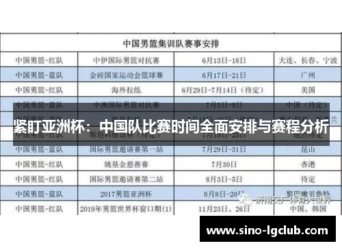 紧盯亚洲杯:中国队比赛时间全面安排与赛程分析 紧盯亚洲杯:中国队比赛时间全面安排与赛程分析